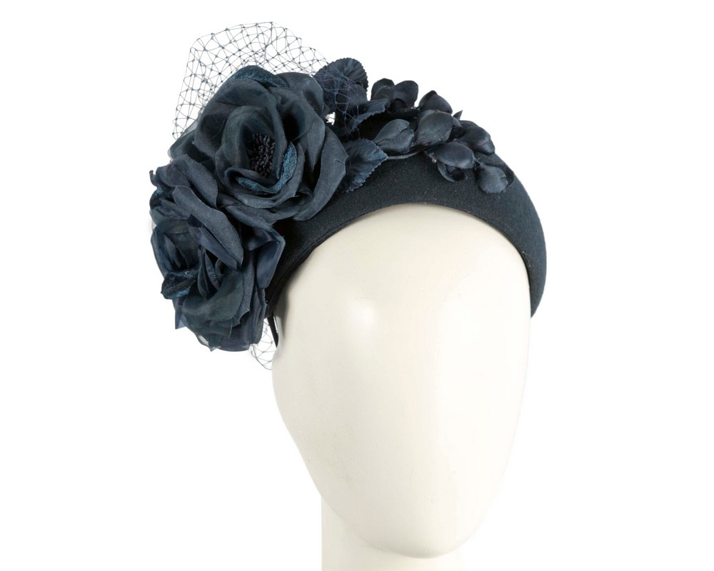 Navy winter racing flower headband by Fillies Collection - Fascinators.com.au Navy winter racing flower headband by Fillies Collection