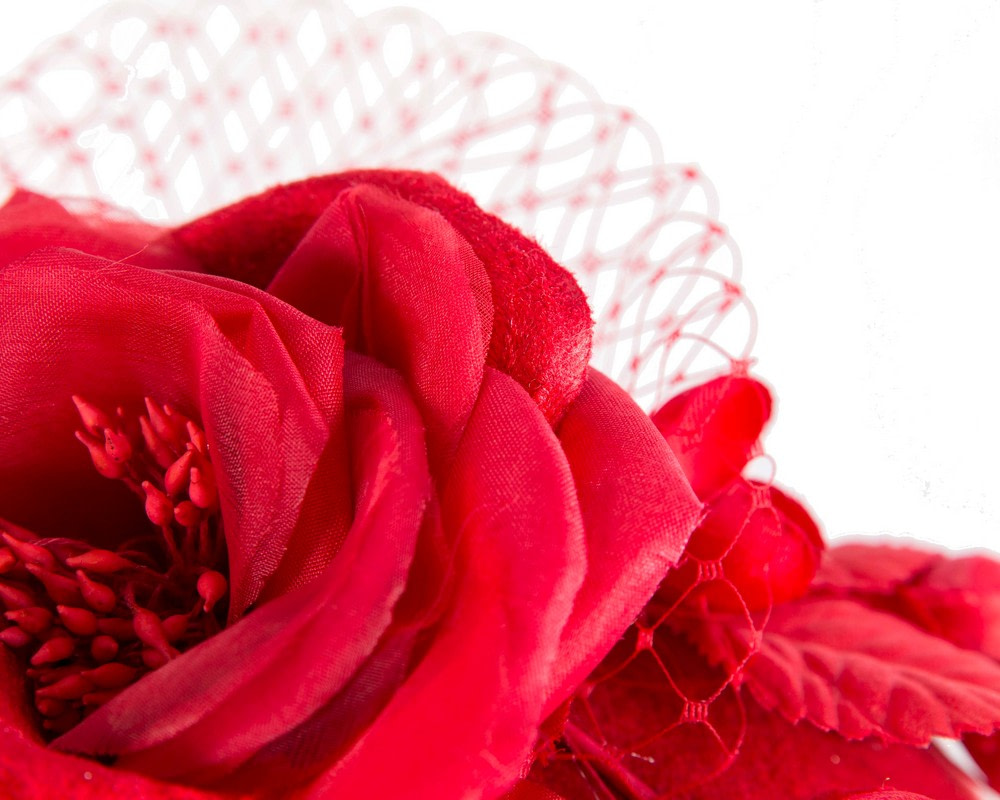 Red winter racing flower headband by Fillies Collection - Fascinators.com.au Red winter racing flower headband by Fillies Collection - Image 3