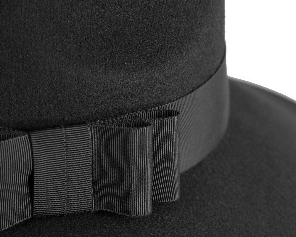 Max Alexander Black Wide Brim Felt Hat - Fascinators.com.au Max Alexander Black Wide Brim Felt Hat - Image 5