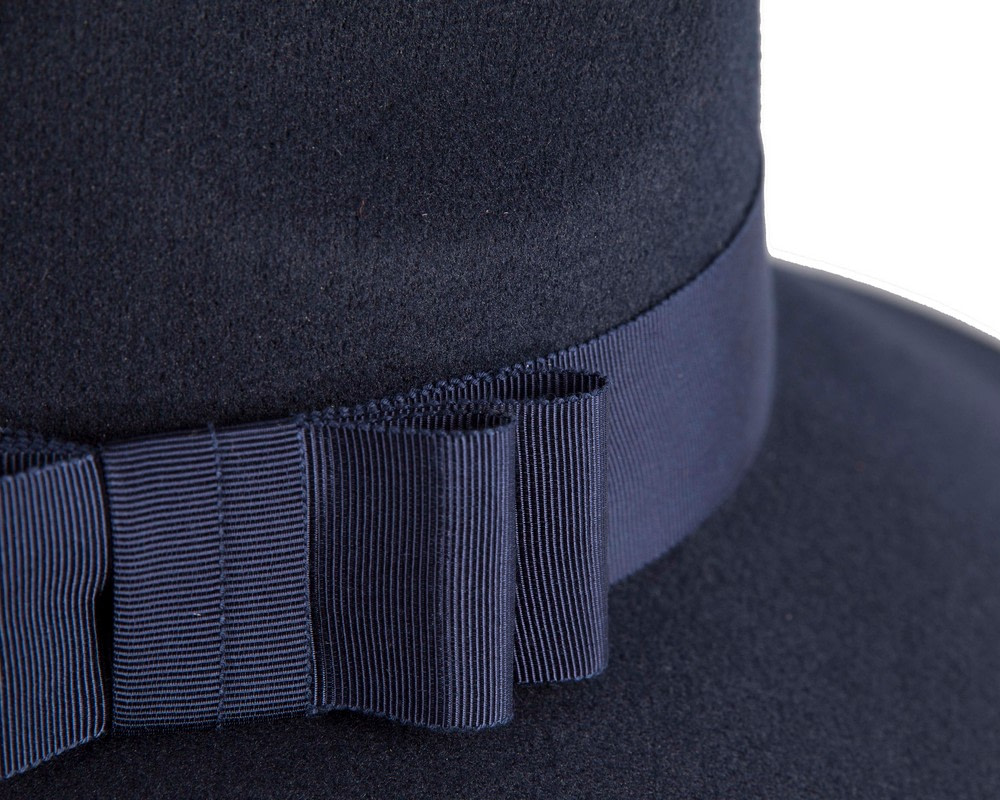 Max Alexander Navy Wide Brim Felt Hat - Fascinators.com.au Max Alexander Navy Wide Brim Felt Hat - Image 5