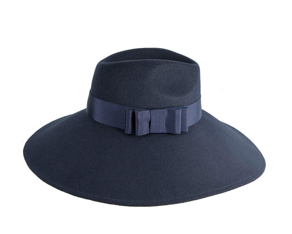 Max Alexander Navy Wide Brim Felt Hat - Fascinators.com.au Max Alexander Navy Wide Brim Felt Hat - Image 4