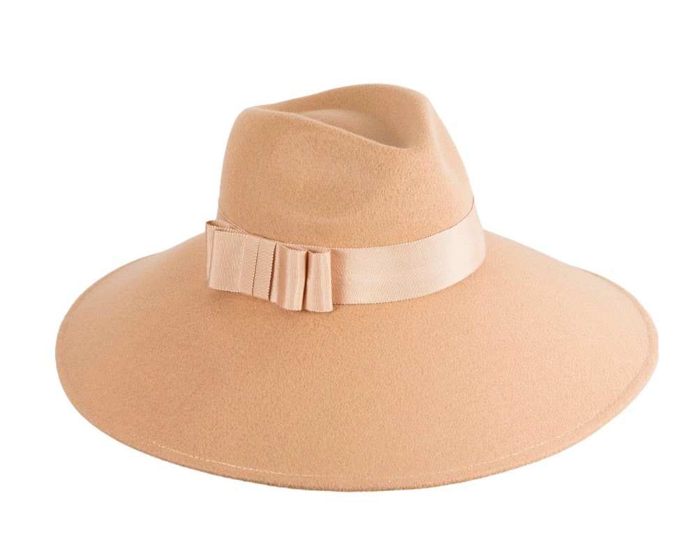 Max Alexander Beige Wide Brim Felt Hat - Fascinators.com.au Max Alexander Beige Wide Brim Felt Hat - Image 2
