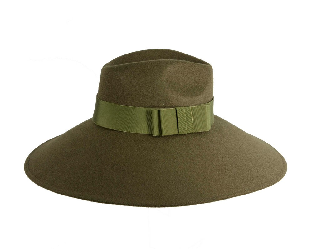 Max Alexander Olive Wide Brim Felt Hat - Fascinators.com.au Max Alexander Olive Wide Brim Felt Hat - Image 4