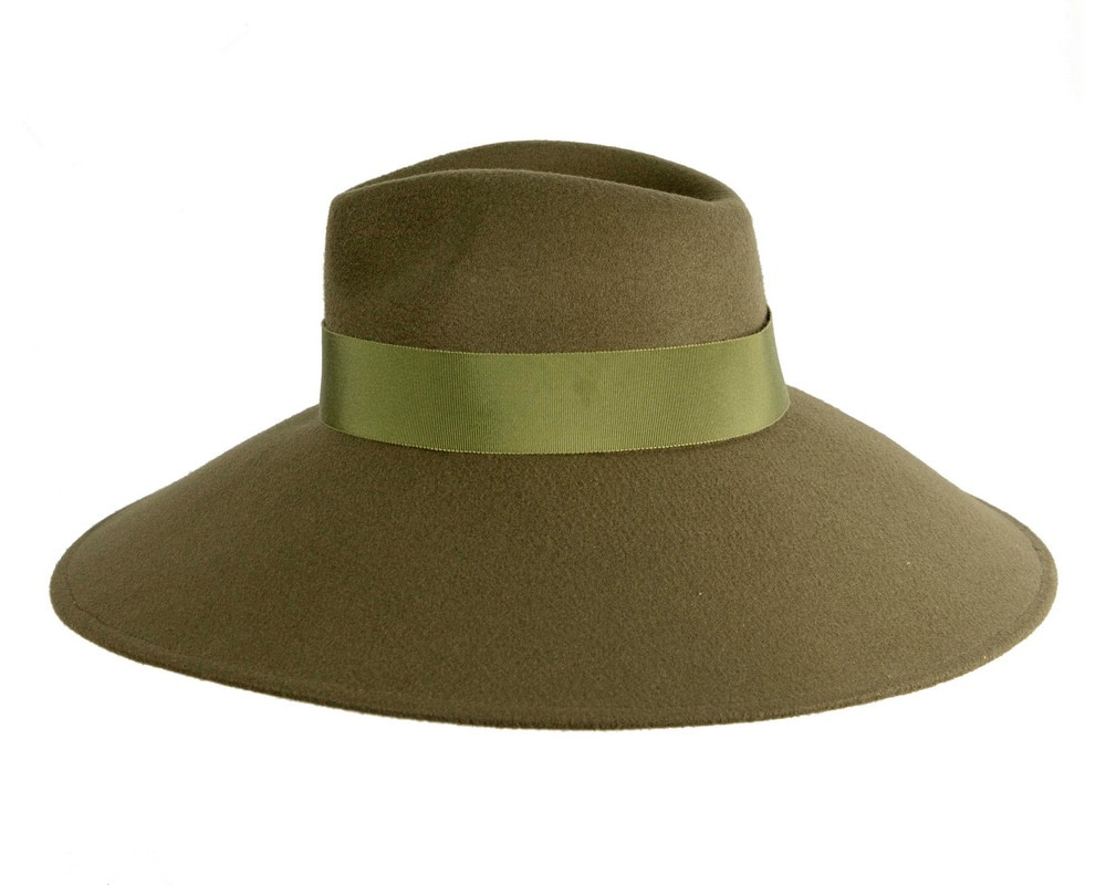 Max Alexander Olive Wide Brim Felt Hat - Fascinators.com.au Max Alexander Olive Wide Brim Felt Hat - Image 3