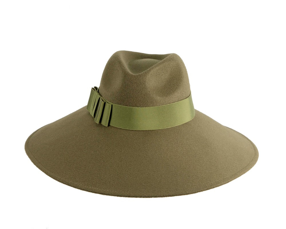 Max Alexander Olive Wide Brim Felt Hat - Fascinators.com.au Max Alexander Olive Wide Brim Felt Hat - Image 2