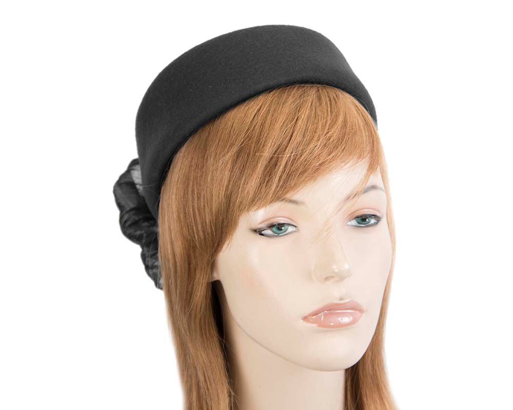 Black Jackie Onassis felt beret by Fillies Collection
