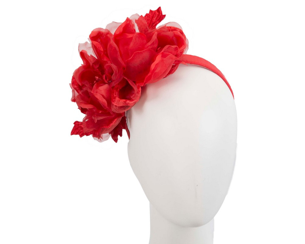 Large red flower headband fascinator by Fillies Collection