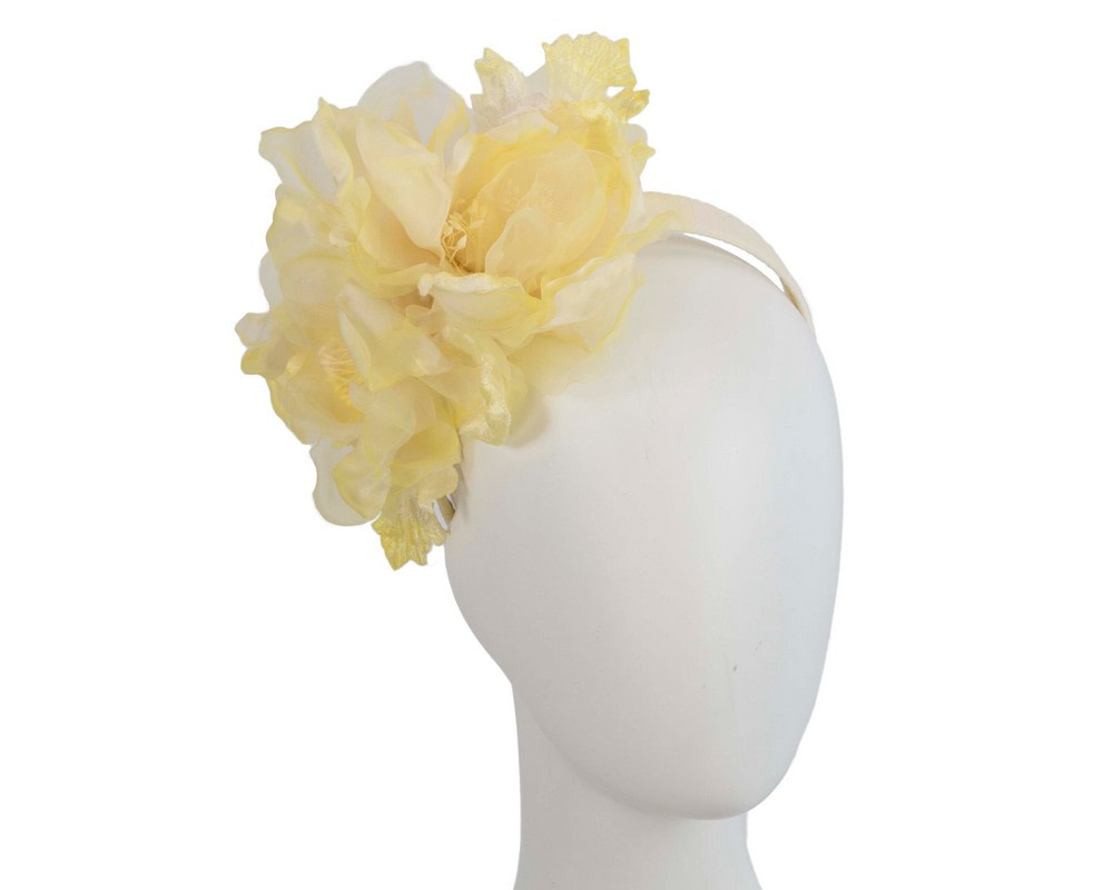 Large light yellow flower headband fascinator by Fillies Collection