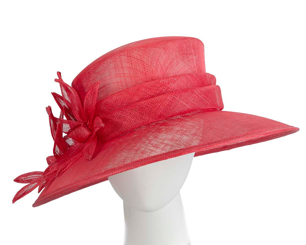 Large red sinamay racing hat by Max Alexander