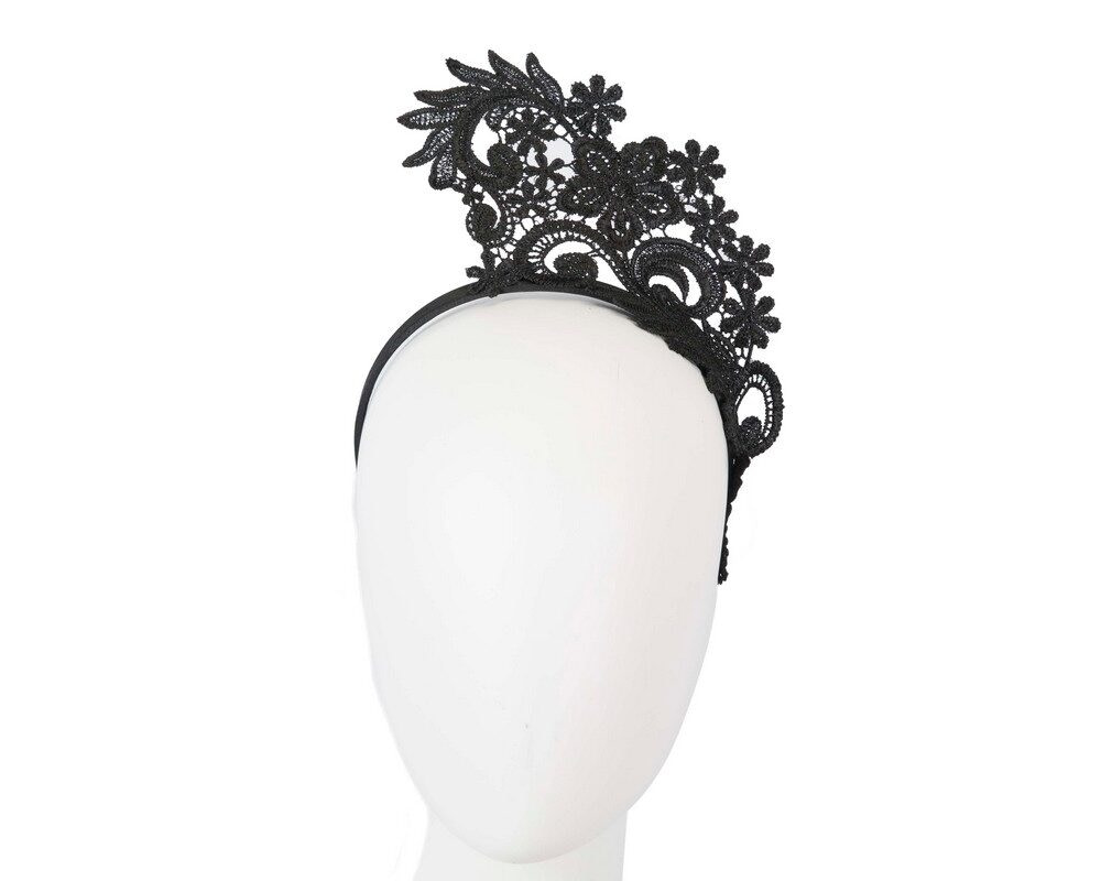 Black Australian Made lace crown fascinator by Max Alexander