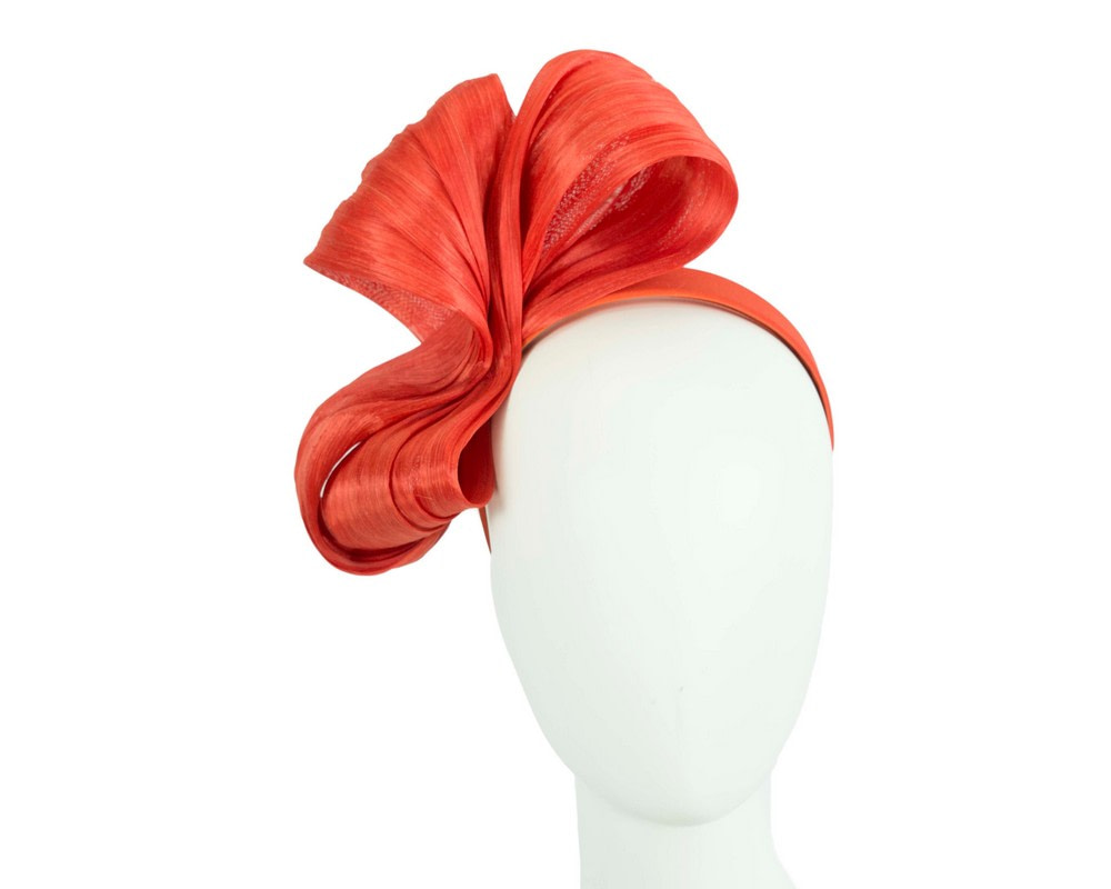 Large orange bow racing fascinator by Fillies Collection