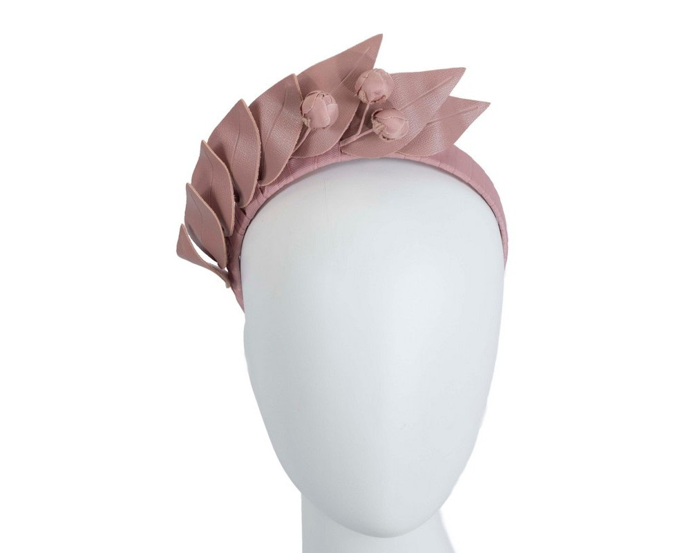 Taupe leather racing fascinator by Max Alexander