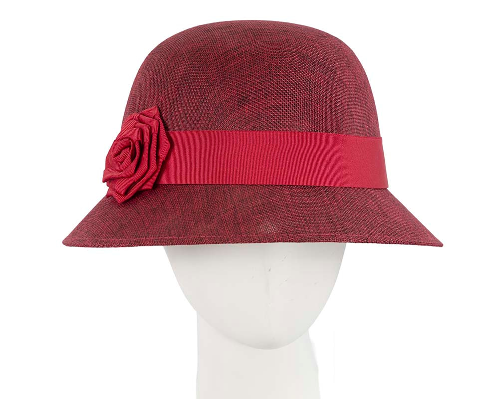 Burgundy Red spring racing cloche hat
