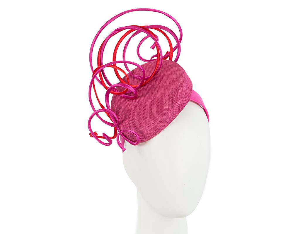 Bespoke fuchsia and red wire loops racing fascinator by Fillies Collection