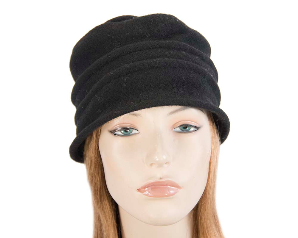 Warm black woolen European Made bucket hat