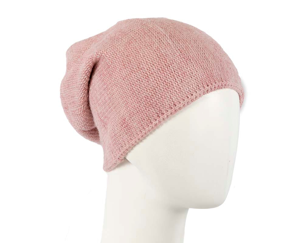Dusty pink warm wool beanie. Made in Europe