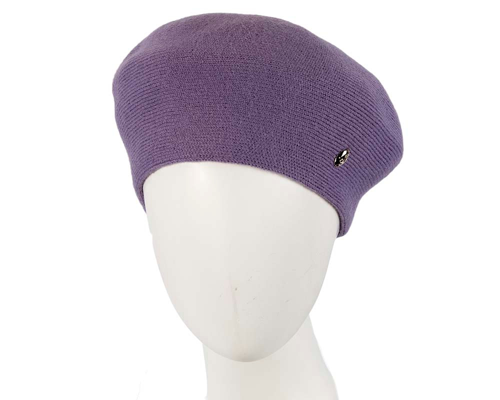 Classic warm purple wool beret. Made in Europe
