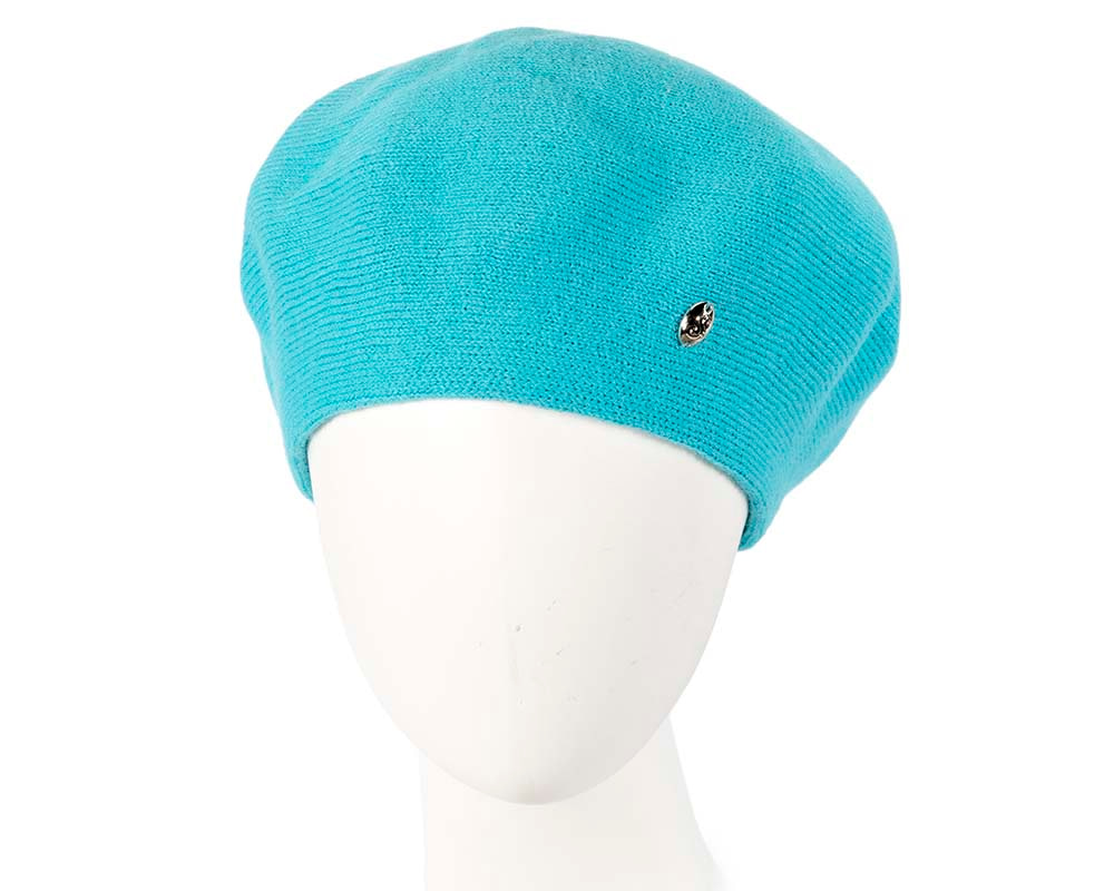 Classic warm turquoise wool beret. Made in Europe