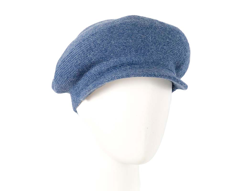 Classic warm denim blue wool beaked cap. Made in Europe