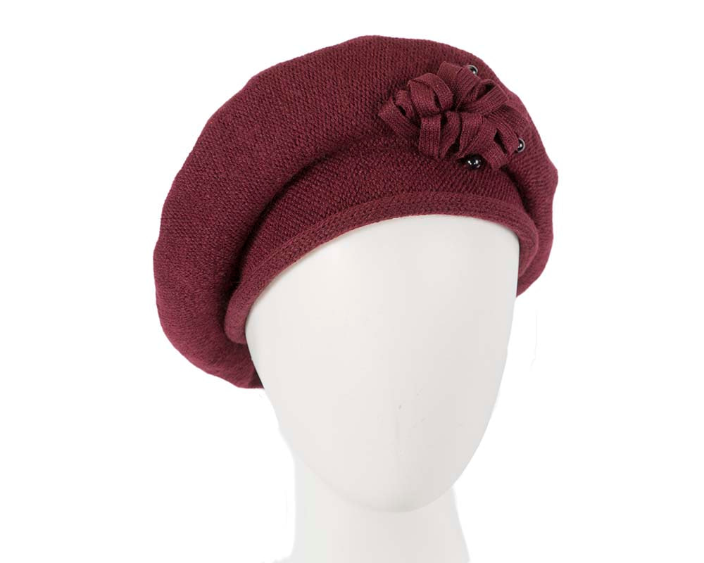 Classic warm plum wool beret. Made in Europe