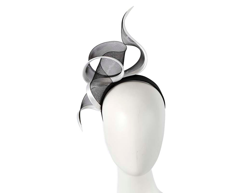 Bespoke black & white racing fascinator by Fillies Collection