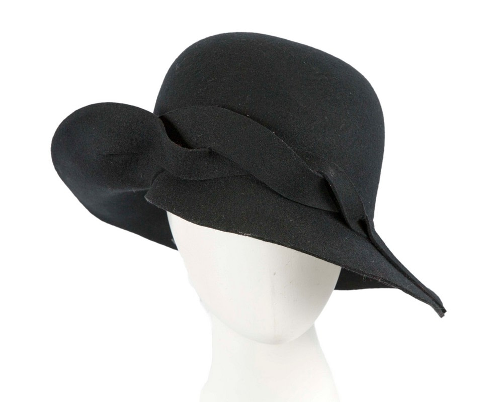 Unusual wide brim black felt hat by Max Alexander
