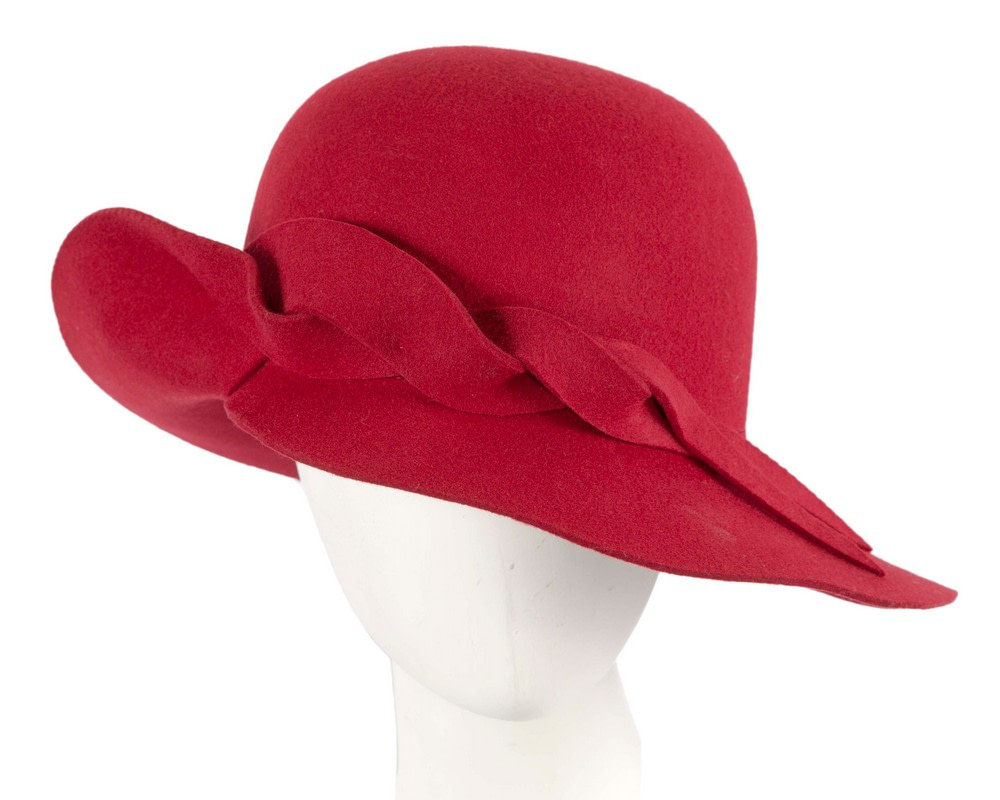 Unusual wide brim red felt hat by Max Alexander