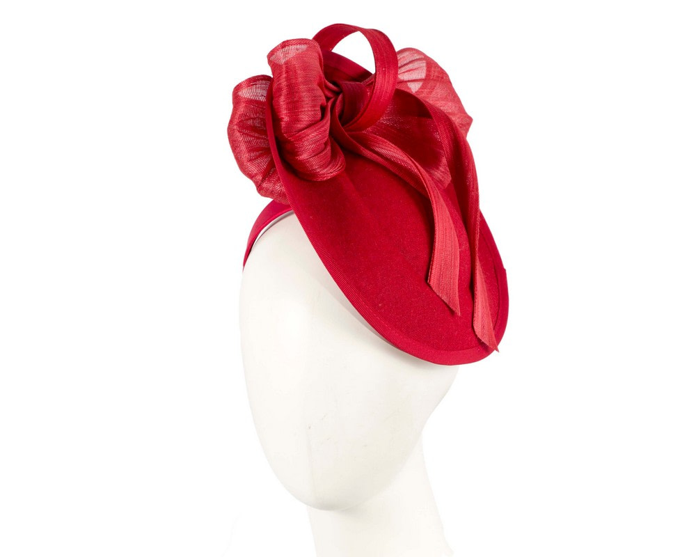 Large red plate fascinator with bow by Fillies Collection