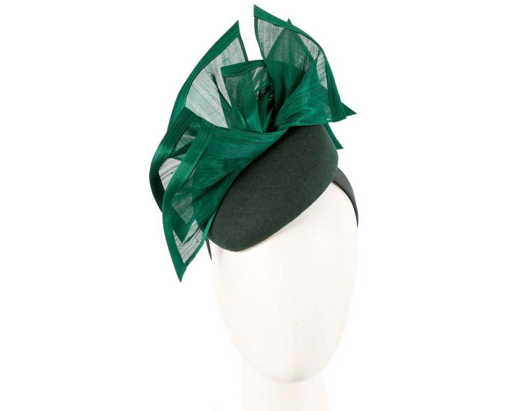 Bespoke green winter fascinator pillbox by Fillies Collection