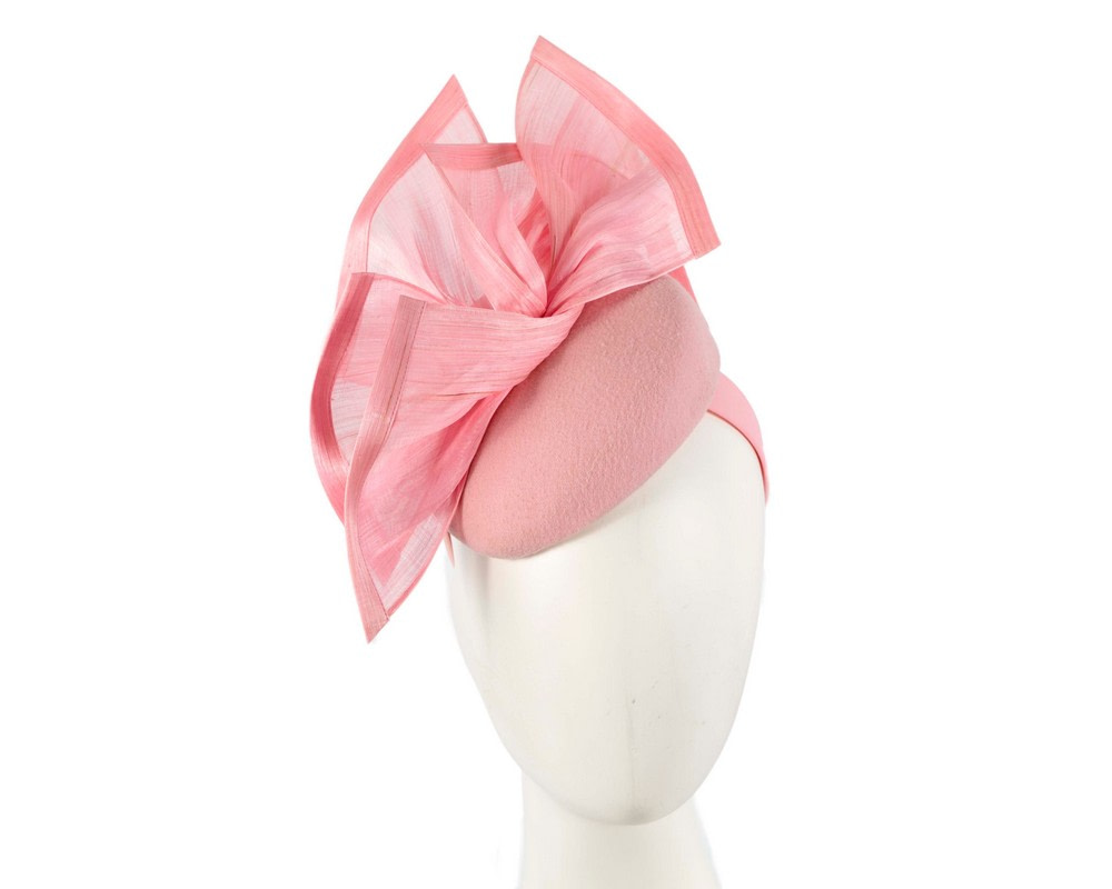 Bespoke pink winter fascinator pillbox by Fillies Collection