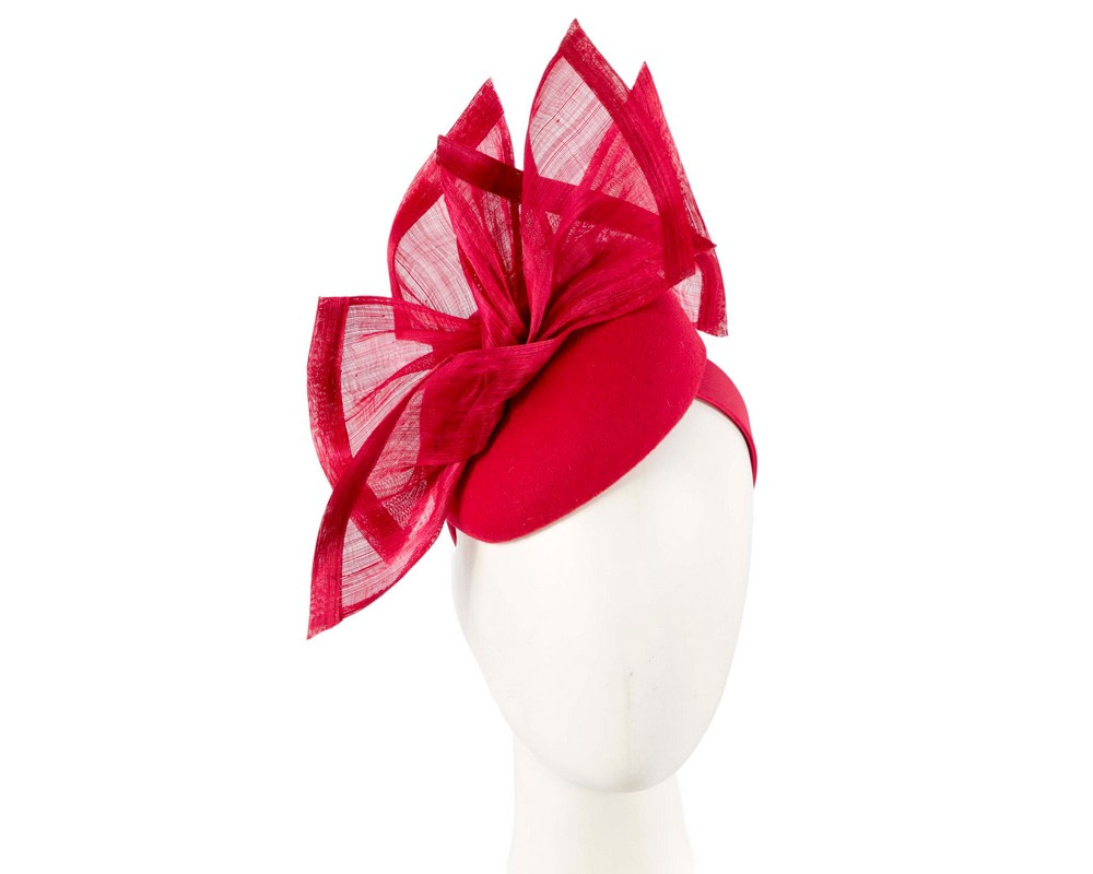 Bespoke red winter fascinator pillbox by Fillies Collection