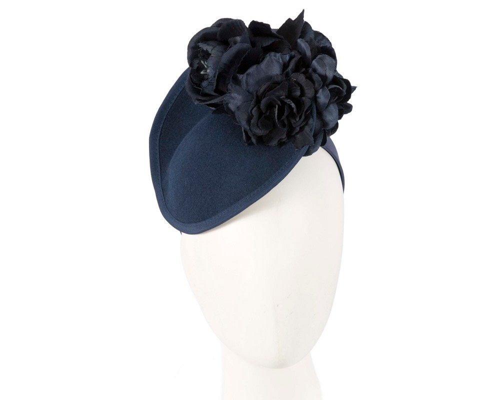 Navy winter racing flower fascinator by Fillies Collection
