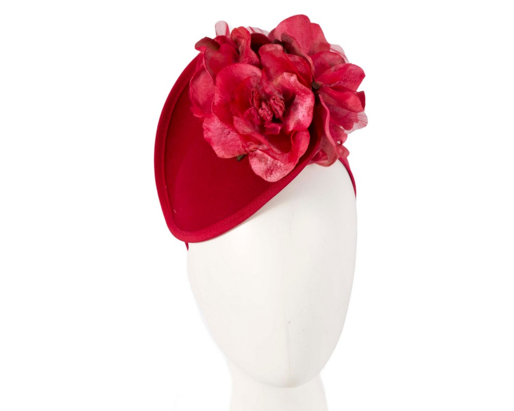 Red winter racing flower fascinator by Fillies Collection