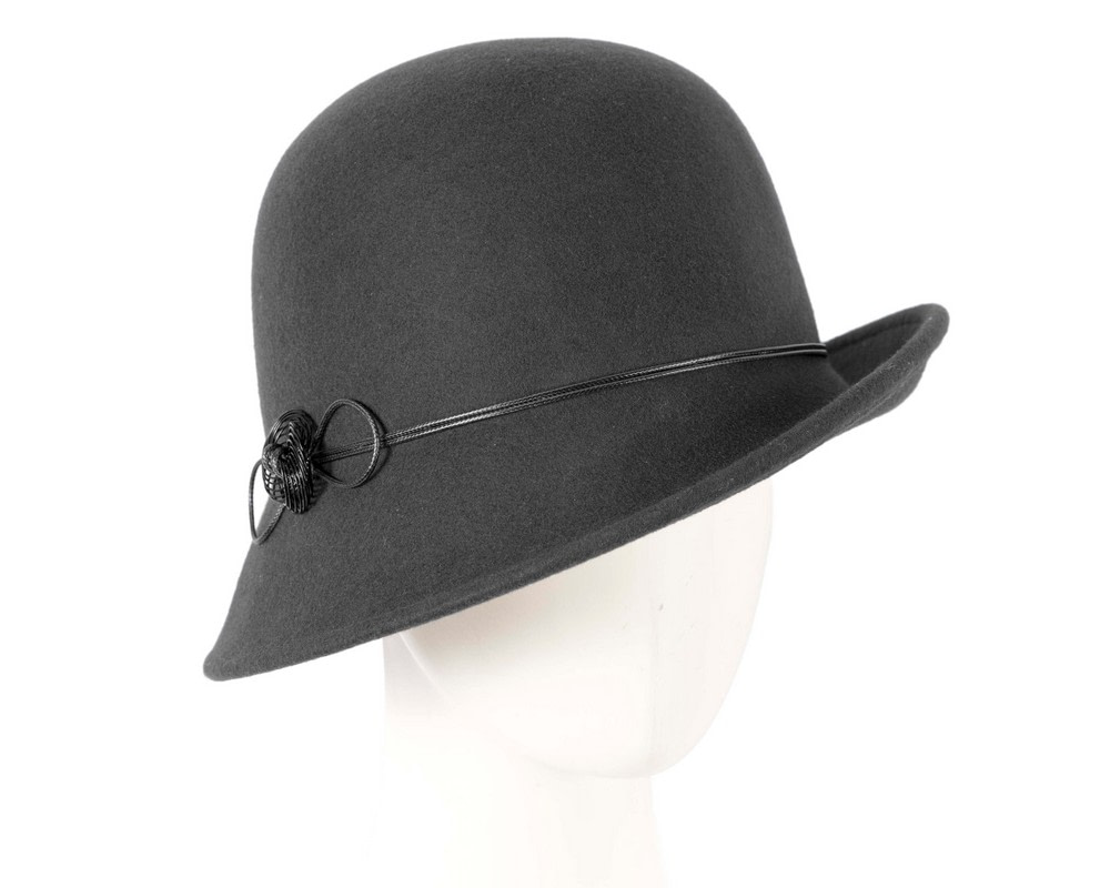 Black felt winter cloche hat by Max Alexander
