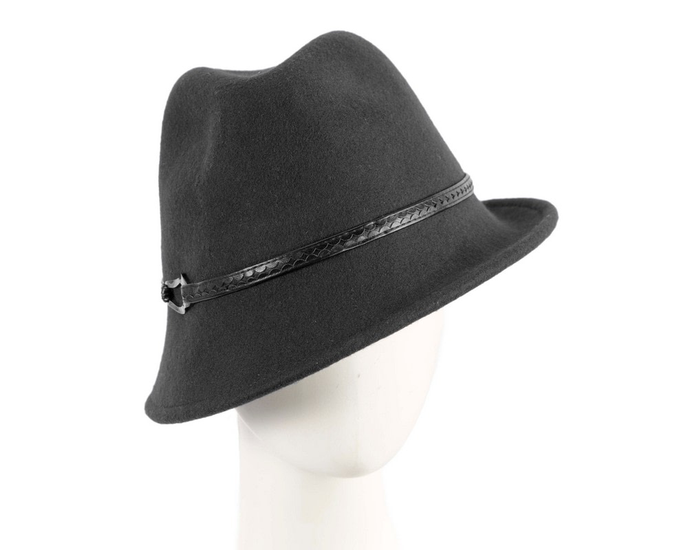 Black ladies winter felt fedora hat by Max Alexander