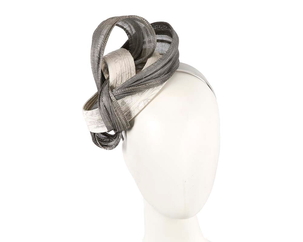White & silver racing fascinator by Fillies Collection