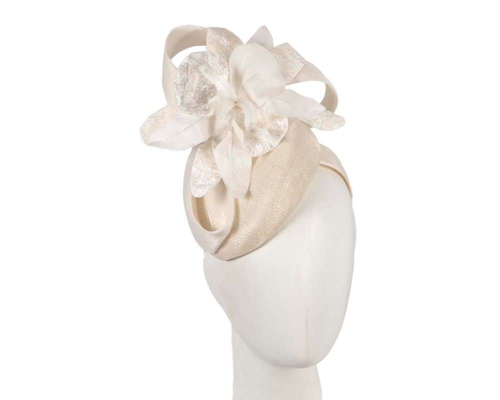 Bespoke cream pillbox racing fascinator with flower by Fillies Collection