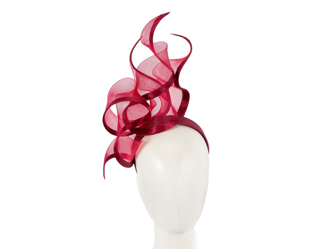 Exclusive tall burgundy fascinator by Fillies Collection