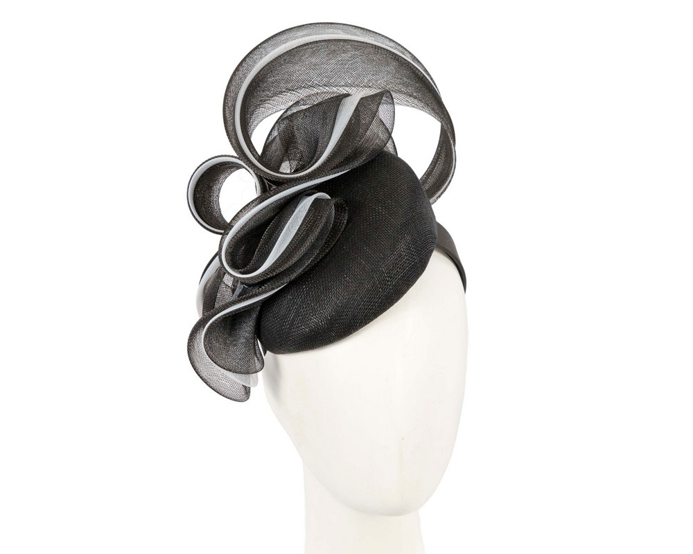 Black and white racing pillbox fascinator by Fillies Collection