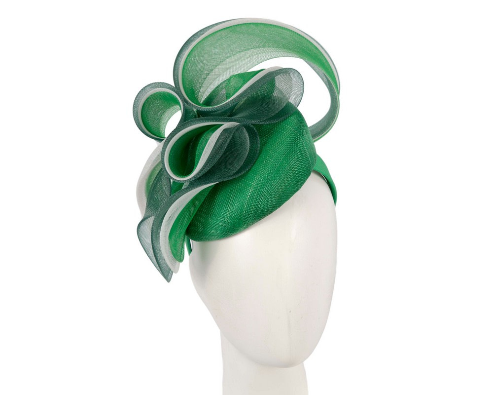 Green and cream racing pillbox fascinator by Fillies Collection
