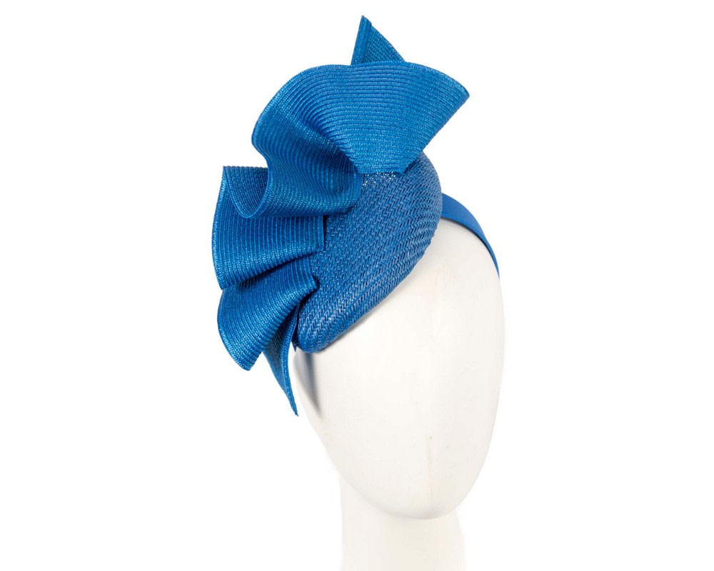 Bespoke royal blue pillbox fascinator by Fillies Collection