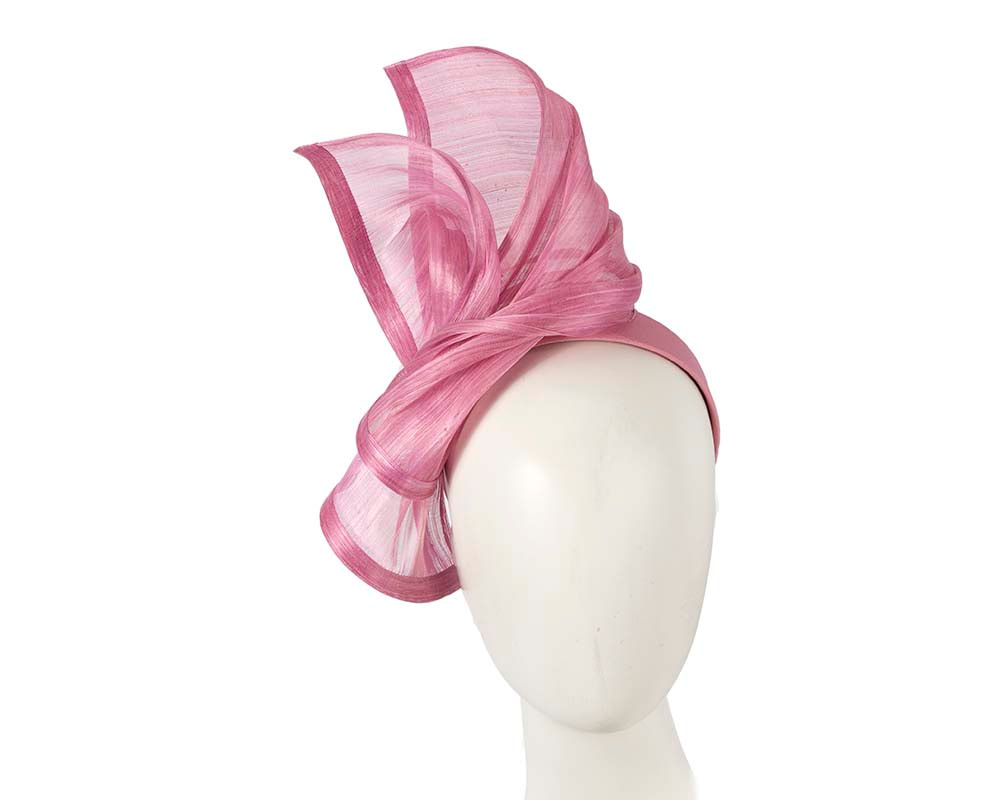 Twisted dusty pink silk abaca fascinator by Fillies Collection