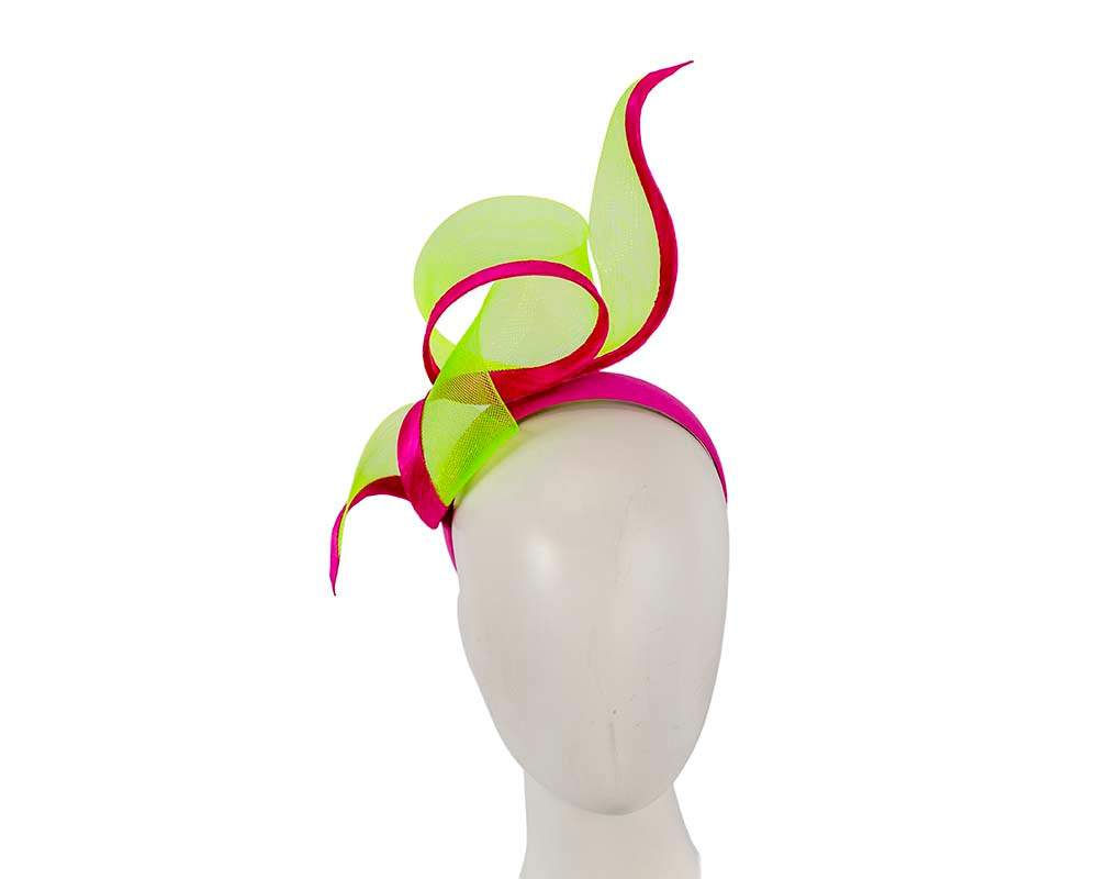 Bespoke lime & fuchsia racing fascinator by Fillies Collection