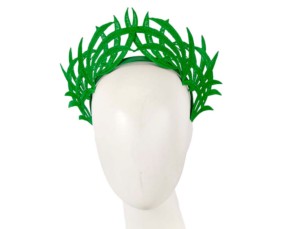 Green lace crown fascinator by Max Alexander