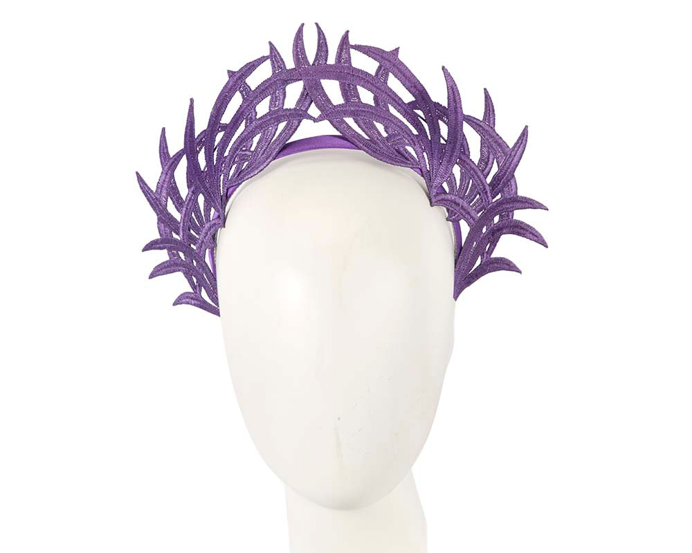 Purple lace crown fascinator by Max Alexander