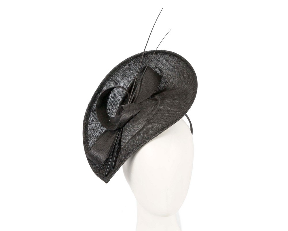 Black fascinator with bow and feathers