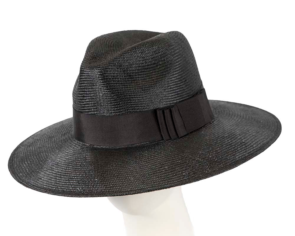 Black wide brim ladies fedora hat by Max Alexander
