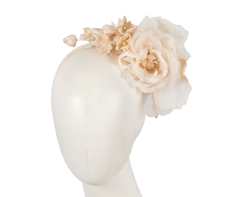 Cream & nude flower headband by Max Alexander