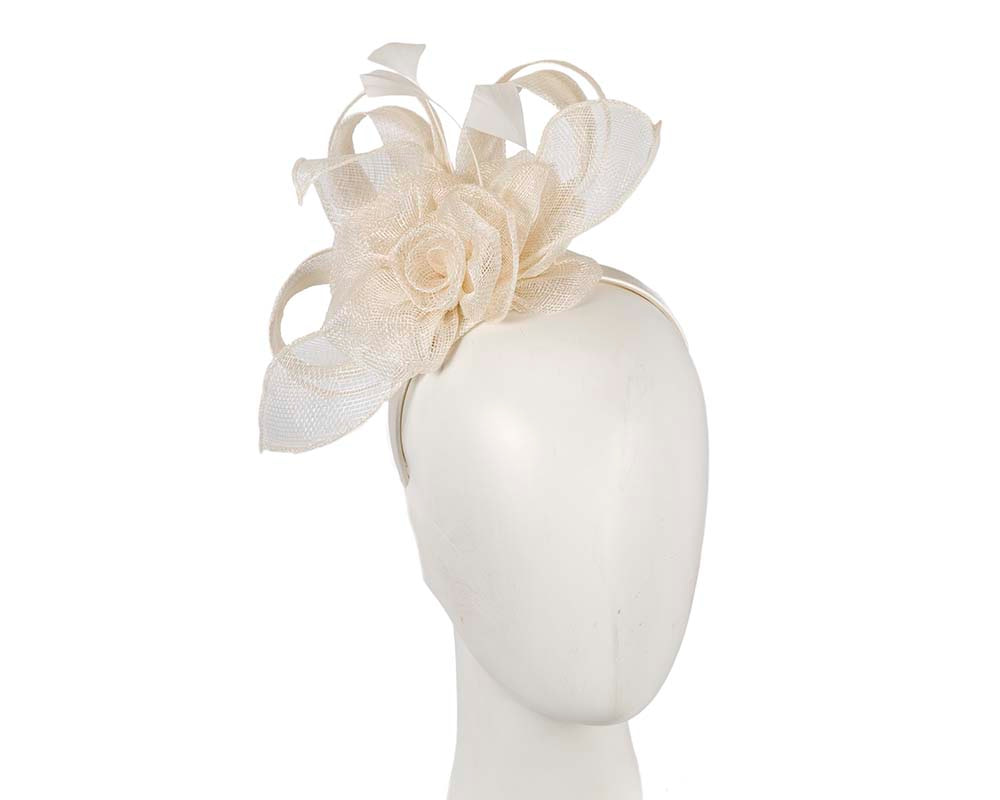 Cream sinamay flower headband by Max Alexander