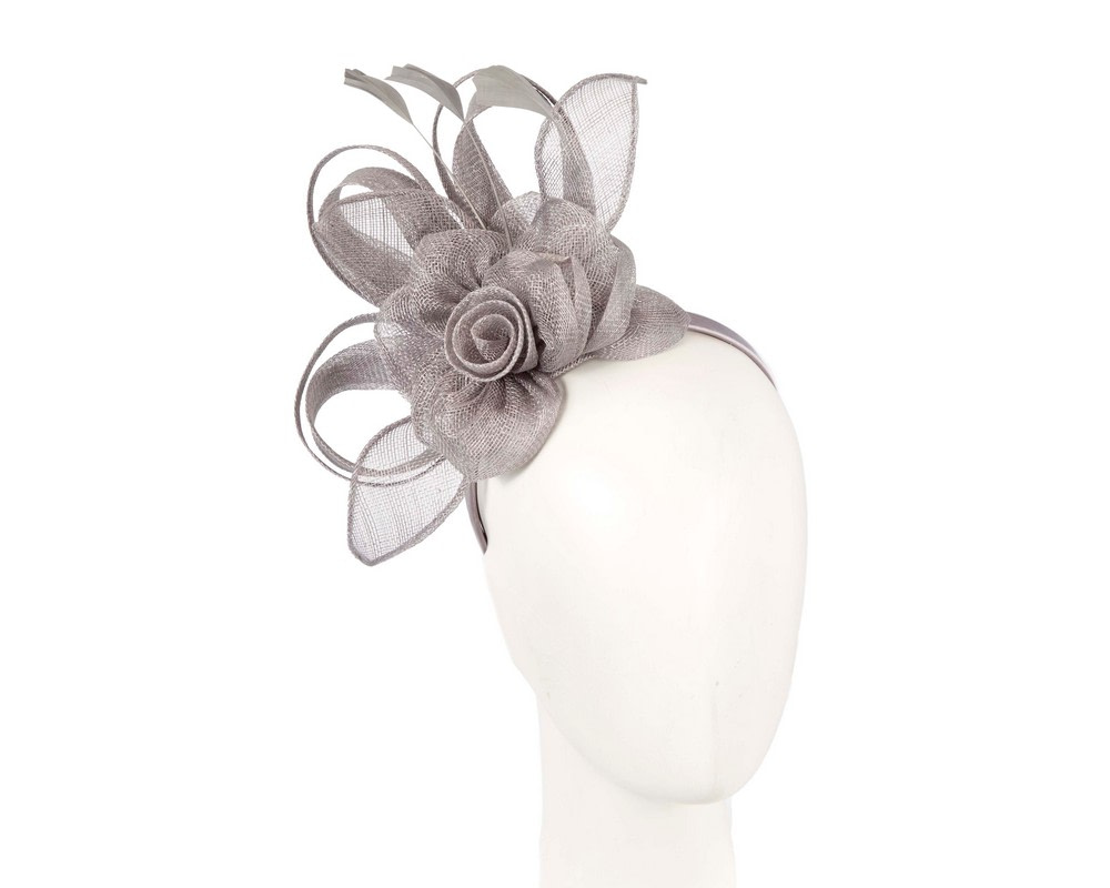Silver sinamay flower headband by Max Alexander